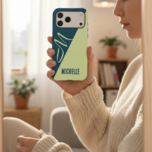 Moderne Pistaatgroene en Petroleumblauwe Monogramn