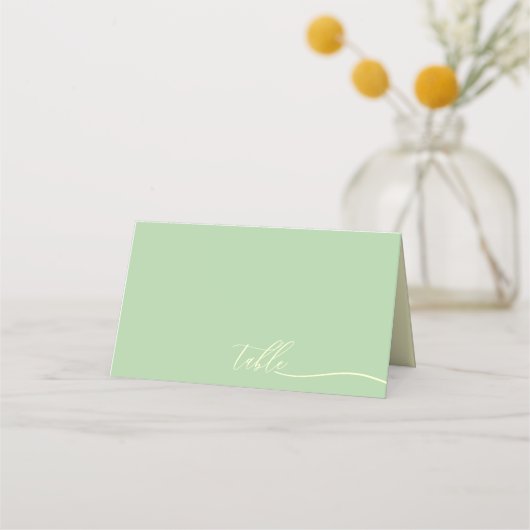 Moderne Pistache & Crème heldere zittafel Plaatskaartje (Voorkant)