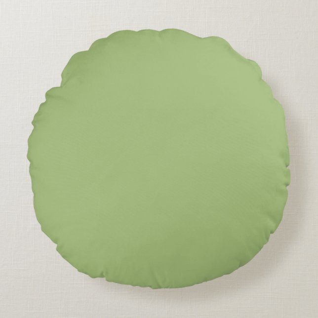 Moderne Pistache Groen Plain Solid Kleur Rond Kussen (Voorkant)