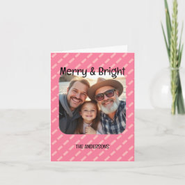 Moderne pittige roze geometrische één foto feestdagen kaart