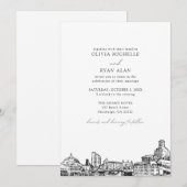 Moderne Pittsburgh Skyline Zwart & Wit Bruiloft Kaart (Voorkant / Achterkant)