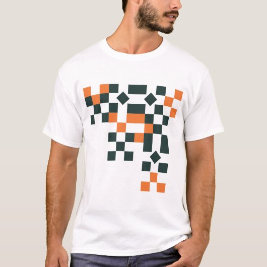 Moderne Pixel Art Abstract Geometrisch Hoekontwerp T-shirt (Voorkant)
