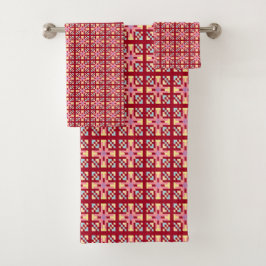 Moderne Pixel Geometrie Abstract Kruis Kunstpatroo Bad Handdoek