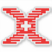 Moderne Pixel Letter X met Medisch Kruis  Sticker (Voorkant)