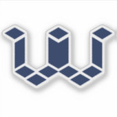 Moderne Pixel W Letter Monogram Sticker (Voorkant)