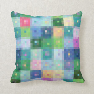Moderne pixelblokkleurige quilt patches kussen