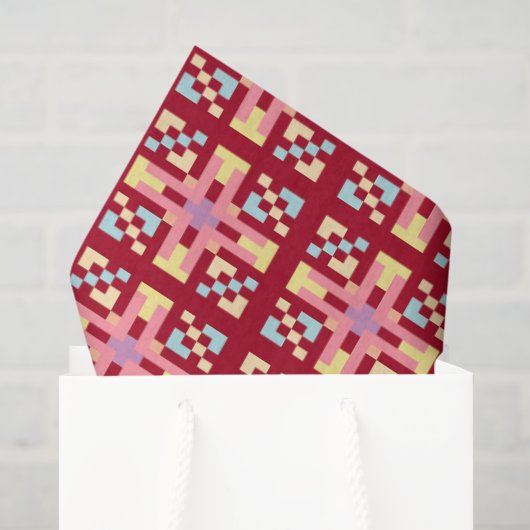 Moderne Pixelgeometrie Abstract Kruis Kunstpatroon Tissuepapier (Cadeauzakje)