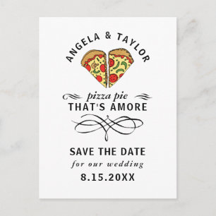 Moderne Pizza Amore Black Typografie Bewaar de dat Briefkaart