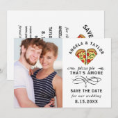 Moderne Pizza Amore Zwart Typografie Fotobruiloft Save The Date (Voorkant / Achterkant)