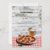 Moderne Pizza +Bier Bakstenen Baby Shower Uitnodig Kaart (Voorkant)