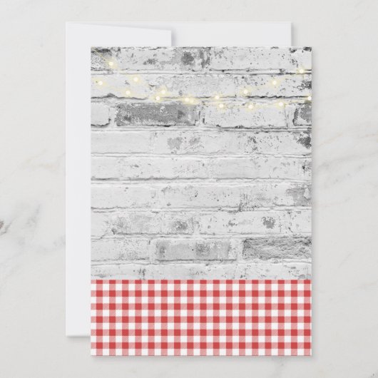 Moderne Pizza +Bier Bakstenen Baby Shower Uitnodig Kaart (Achterkant)