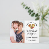 Moderne Pizza Black Script Foto Wijzig de datum Briefkaart (Staand voorkant)