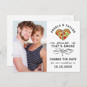 Moderne Pizza Black Script Foto Wijzig de datum Briefkaart (Voorkant / Achterkant)