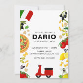 Moderne pizza en Vespa Italiaanse verjaardag uitno Kaart (Voorkant)