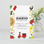 Moderne pizza en Vespa Italiaanse verjaardag uitno Kaart (Staand voorkant)