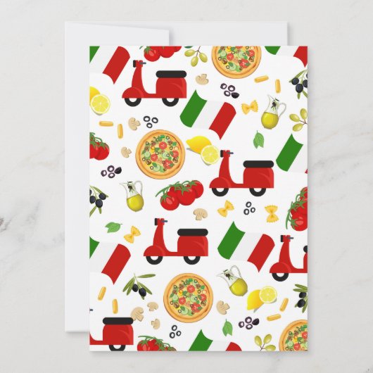 Moderne pizza en Vespa Italiaanse verjaardag uitno Kaart (Achterkant)