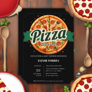 Moderne Pizza Feest Baby Shower Kaart