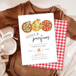 Moderne Pizza & Fopspenen Baby Shower Kaart