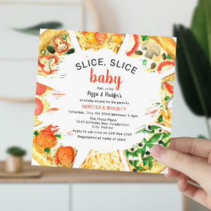 Moderne Pizza Koppels Baby Shower Kaart