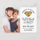 Moderne Pizza Love Black Script Foto Bewaar de dat Briefkaart (Voorkant)