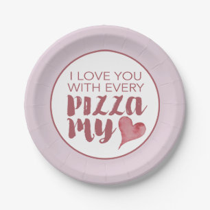 Moderne Pizza My Heart Valentijnse Party Papieren Bordje