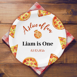 Moderne Pizza Party Verjaardag Papieren Bordje