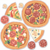 Moderne Pizza Pepperoni Food Fun Sticker (Voorkant)
