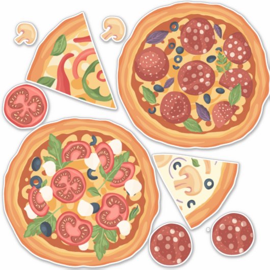 Moderne Pizza Pepperoni Food Fun Sticker (Voorkant)