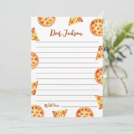 Moderne Pizza Tijd Capsule Nota Bericht Kaart (Staand voorkant)