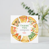 Moderne Pizza Verjaardagsfeestje Foto Bedankkaart (Staand voorkant)