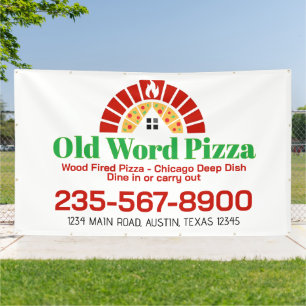 Moderne pizzeria winkelgevel bistro bord spandoek