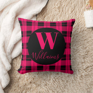 Moderne Plaid Familienaam Roze Zwart Kussen