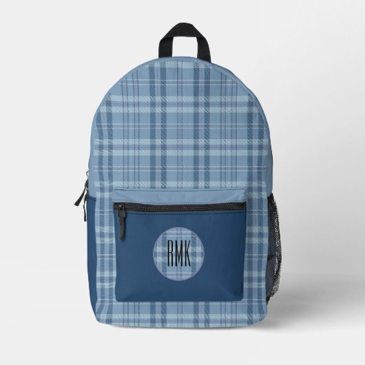 Moderne plaid hemelsblauw bedrukte rugzak (Voorkant)