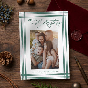 Moderne Plaid Kader Elegante Kalligrafie Kerstmis Feestdagenkaart