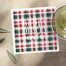 Moderne Plaid Kerstmis | Gelukkig Vrolijke Feestel Servet
