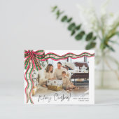 Moderne Plaid Prettig Kerstmis 3 Foto Kaart (Staand voorkant)