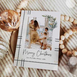Moderne Plaid Scripted Christmas Holiday fotokaart Feestdagenkaart