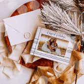 Moderne Plaid Scripted Christmas Holiday fotokaart Feestdagenkaart