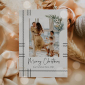 Moderne Plaid Scripted Christmas Holiday fotokaart Feestdagenkaart