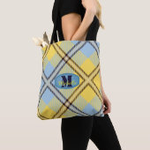 Moderne Plaid Tartan Broek Monogram Script Naam Tote Bag (Dichtbij)