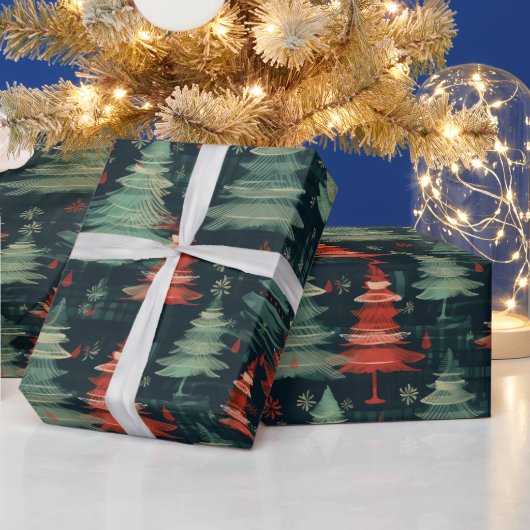 Moderne Plaid Vakantie kerstbomen Cadeaupapier (Feestdagen)