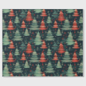 Moderne Plaid Vakantie kerstbomen Cadeaupapier (Vlak)