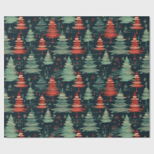 Moderne Plaid Vakantie kerstbomen Cadeaupapier (Vlak)