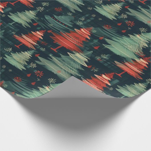 Moderne Plaid Vakantie kerstbomen Cadeaupapier (Hoek)