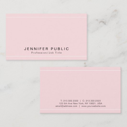 Moderne Plain Premium Zijde Afgewerkt Luxe Glamour Visitekaartje (Voorkant / Achterkant)