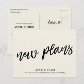 Moderne plannen voor uitstel van huwelijk aankondigingskaart (Voorkant / Achterkant)