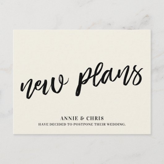 Moderne plannen voor uitstel van huwelijk aankondigingskaart (Voorkant)