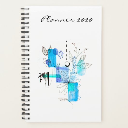 Moderne Planner 2020 Blauwe Kunst Abstract Nieuw (Voorkant)