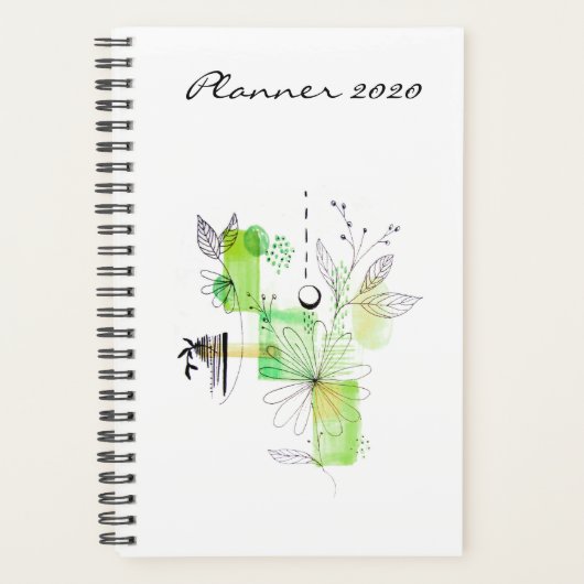 Moderne Planner 2020 Green Art Abstract (Voorkant)