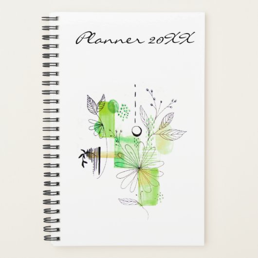 Moderne Planner 20XX Green Art Abstracte lente (Voorkant)